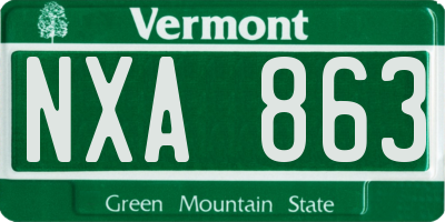 VT license plate NXA863