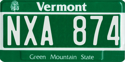 VT license plate NXA874