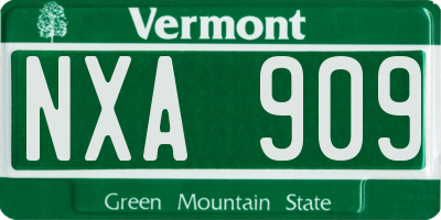 VT license plate NXA909