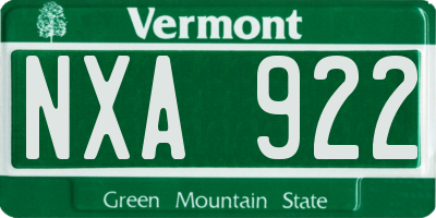 VT license plate NXA922