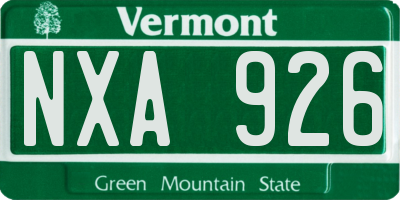 VT license plate NXA926