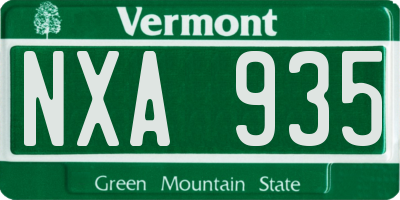 VT license plate NXA935