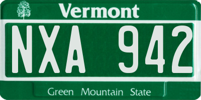 VT license plate NXA942