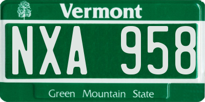 VT license plate NXA958