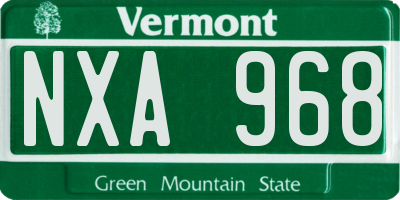 VT license plate NXA968