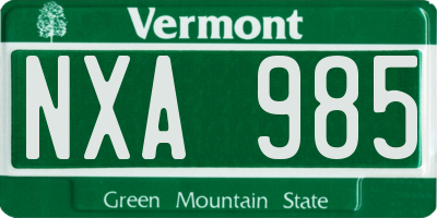VT license plate NXA985