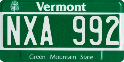VT license plate NXA992