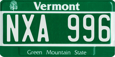 VT license plate NXA996