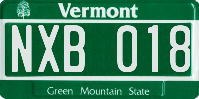 VT license plate NXB018