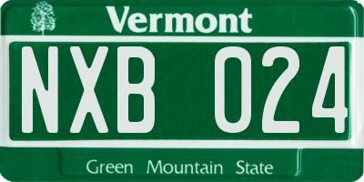 VT license plate NXB024