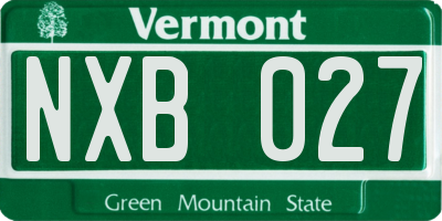 VT license plate NXB027