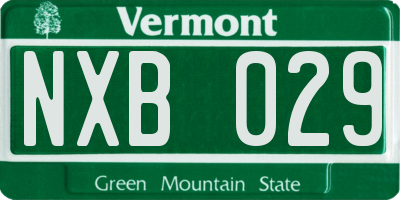 VT license plate NXB029