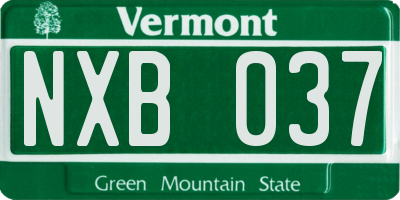 VT license plate NXB037