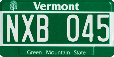 VT license plate NXB045