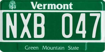 VT license plate NXB047