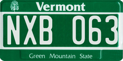 VT license plate NXB063