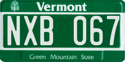 VT license plate NXB067