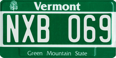 VT license plate NXB069