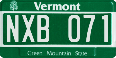 VT license plate NXB071