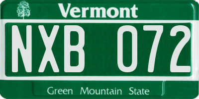 VT license plate NXB072