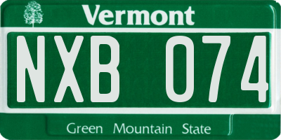 VT license plate NXB074