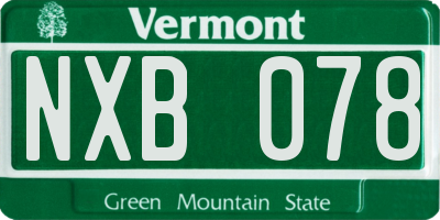 VT license plate NXB078