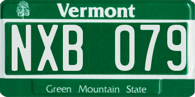 VT license plate NXB079