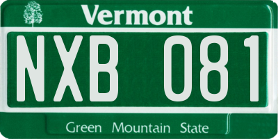 VT license plate NXB081
