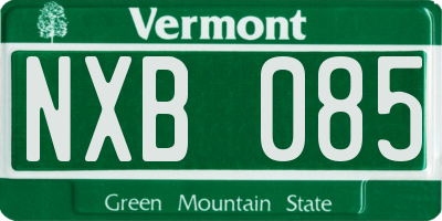 VT license plate NXB085