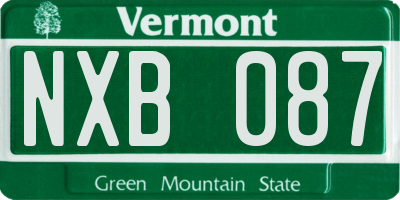 VT license plate NXB087