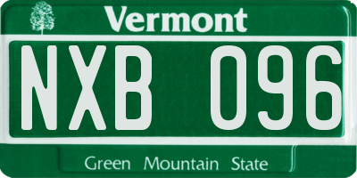 VT license plate NXB096