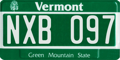 VT license plate NXB097