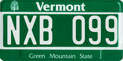 VT license plate NXB099