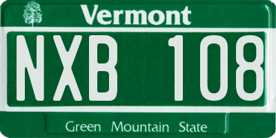 VT license plate NXB108