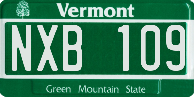 VT license plate NXB109