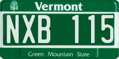 VT license plate NXB115