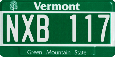 VT license plate NXB117
