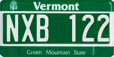 VT license plate NXB122