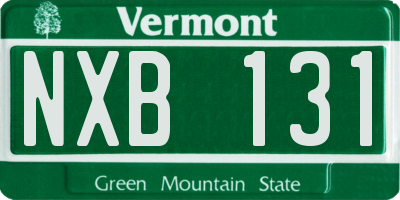 VT license plate NXB131