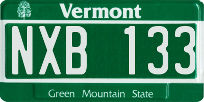 VT license plate NXB133