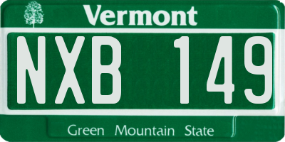 VT license plate NXB149