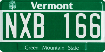 VT license plate NXB166