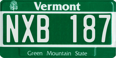 VT license plate NXB187