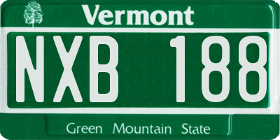 VT license plate NXB188