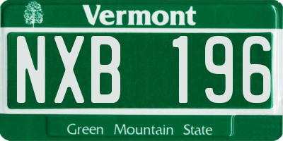 VT license plate NXB196