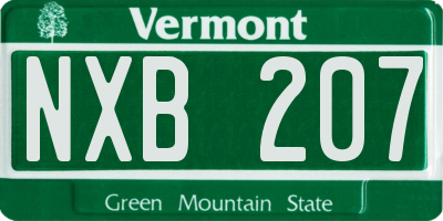VT license plate NXB207