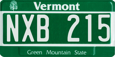 VT license plate NXB215