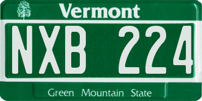 VT license plate NXB224