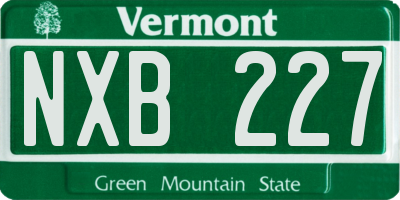 VT license plate NXB227