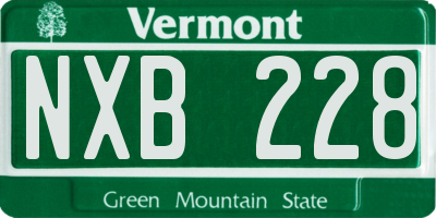 VT license plate NXB228